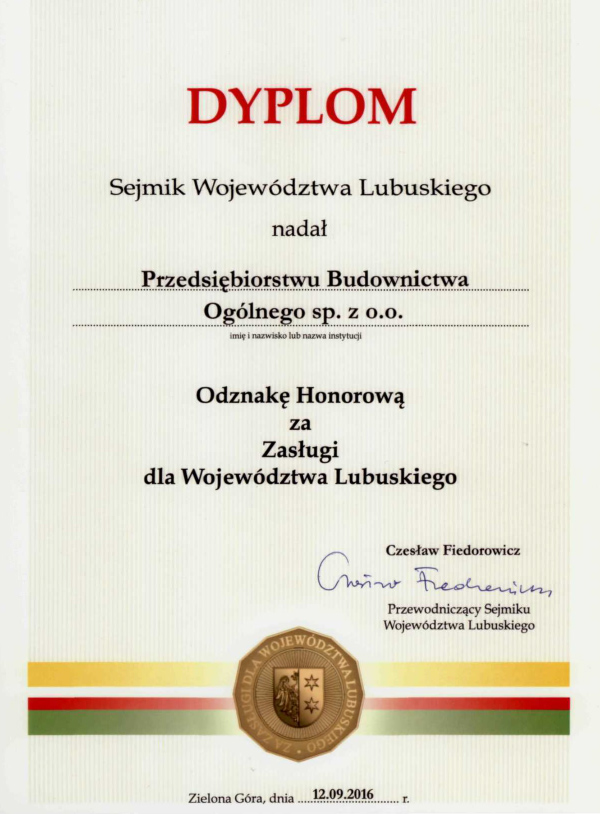 Odznaka Honorowa za Zasługi dla Województwa Lubuskiego 2016